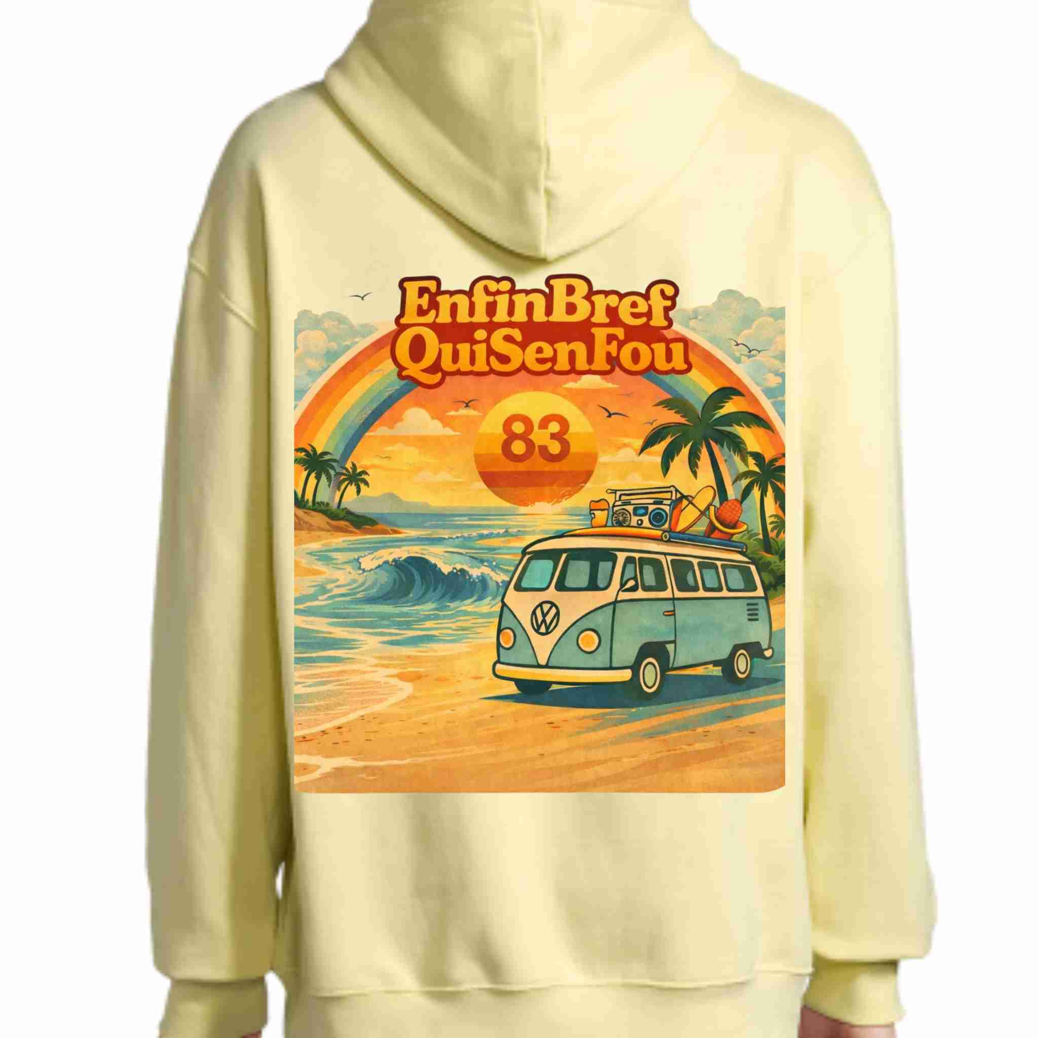 Sweat à Capuche « Enfin Bref Qui S'en Fou 83 – Beach Van »